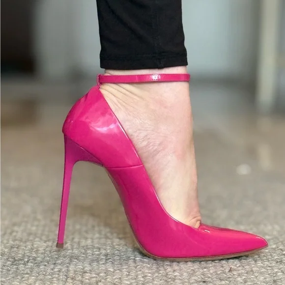 OSCAR DE LA RENTA high heels pink stunning leather stilettos pumps - Picture 7 of 12
